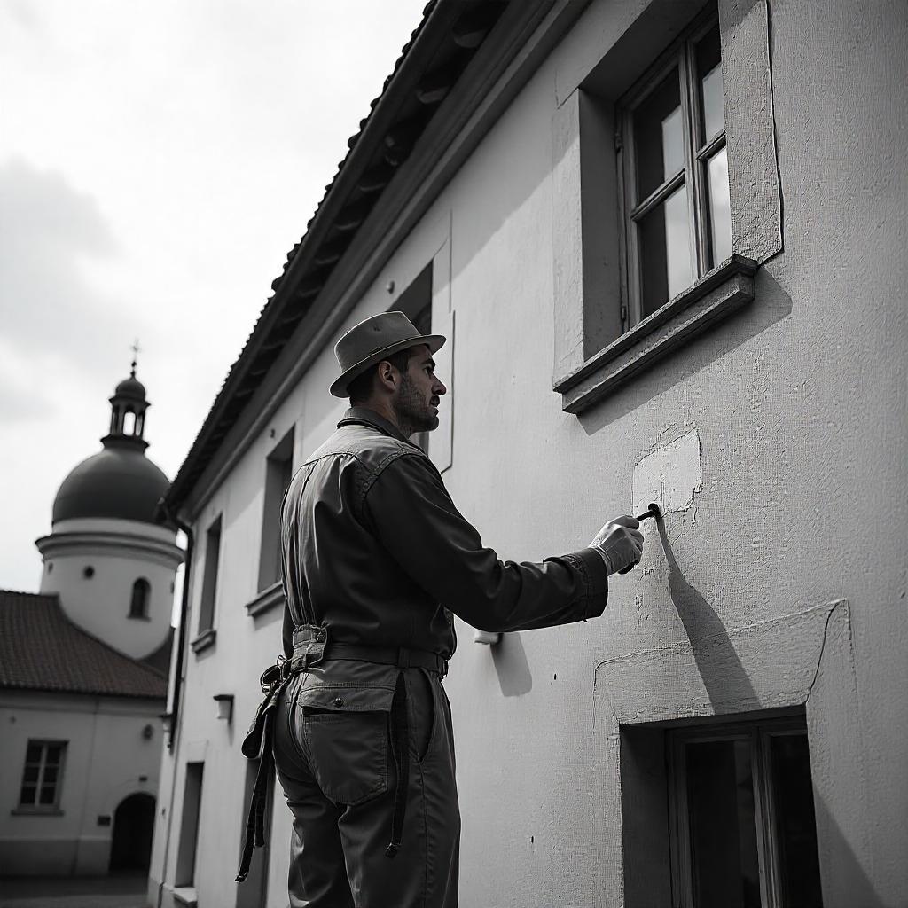 Painter Painting Over Water Damage Property